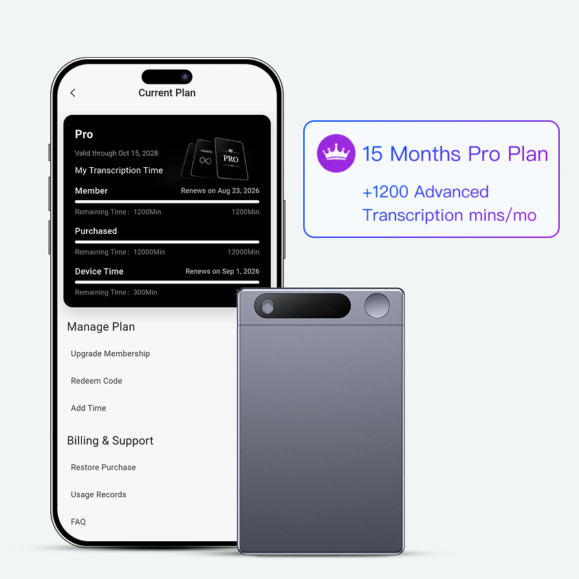 Recolx AI Voice Recorder M1 & AI Annual Pro Plan
