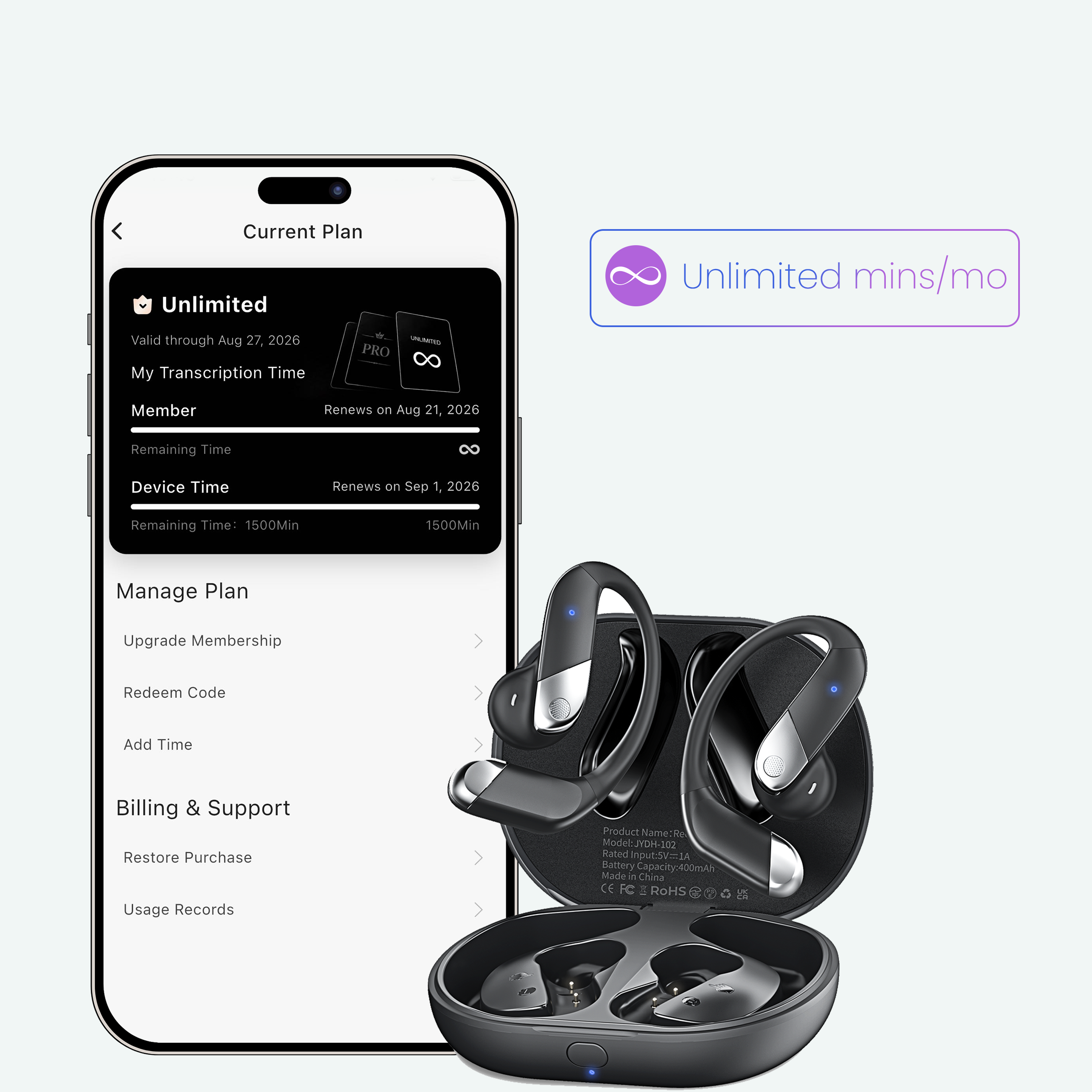 Recolx AI Earbuds Fit 2 & AI Annual Unlimited Plan